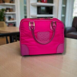 Loewe Hot Pink Nylon Boston 32 Anagram Amazona Limited Edition Dust Bag